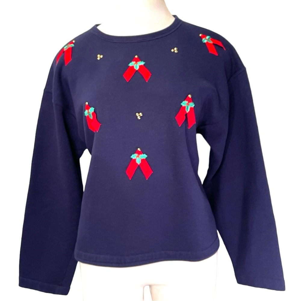 Holiday Sweatshirt Holly Ribbon